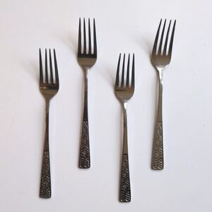 Vintage MCM Alhambra Stainless Japan Salad Dessert Fork - Set of 4 Retro